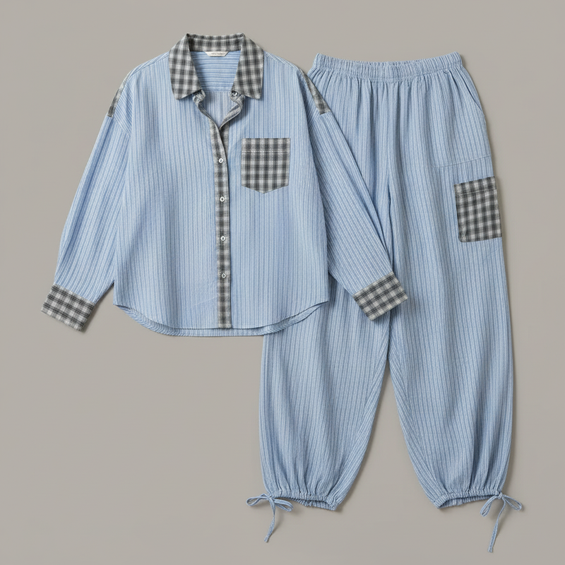 Chic Women's Pajama Set | Long Sleeve Shirt & Trousers