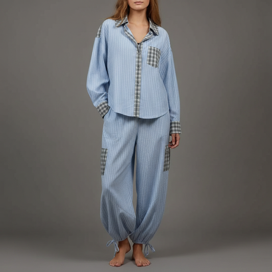 Chic Women's Pajama Set | Long Sleeve Shirt & Trousers